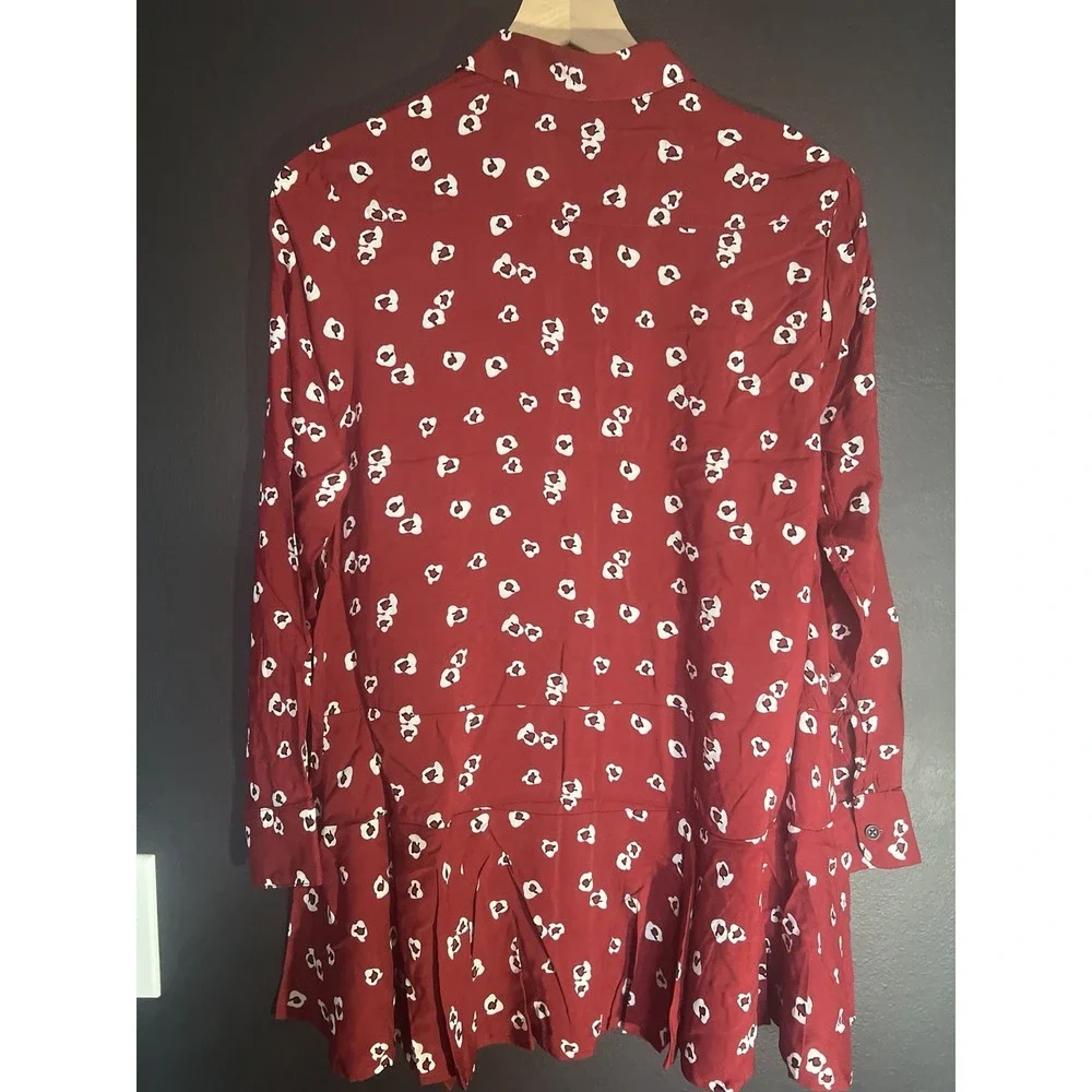 Anthropologie Tylho Red With White Flowers Pattern W Sz‎ Xs Dress